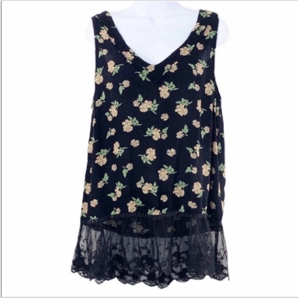 ENTRO floral sleeveless blouse top NEW black - Picture 1 of 10